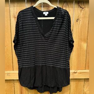 Elegant Black Striped V-Neck old navy  Blouse